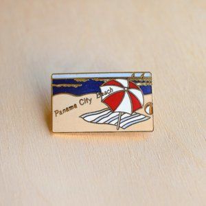 Vintage Panama City Beach Travel Enamel Lapel Pin